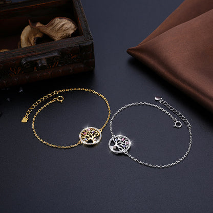 925 Sterling Silver Kristall Livsträd Armband För Kvinnor Festgåva Om Långt Armband Modesmycken SVH241
