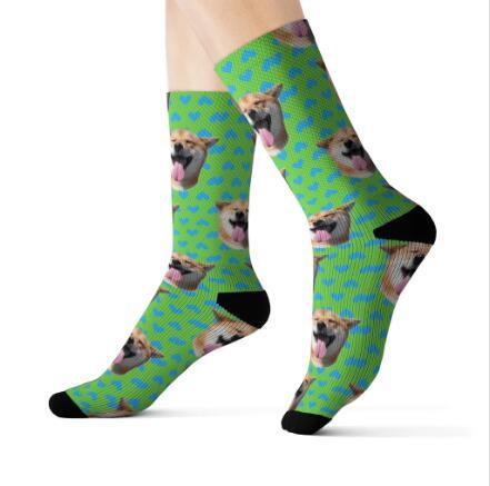 Personaliserad Custom Pet Head Print Socks för hundkat älskare