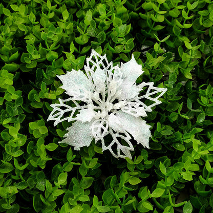 Glitter konstgjorda julblommor Julgransdekorationer för hem falska blommor Xmas prydnader nyårsdekoration