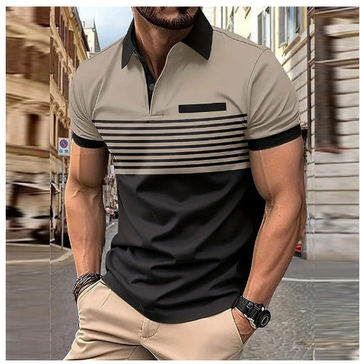 Men's Casual Striped Shirt With Chest Pocket