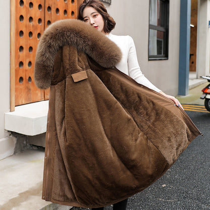 Mid-length Plus Velvet Thick Anti-season Korean Cotton Coat