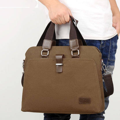 Men's Business Casual Oxford Cloth Handheld One Shoulder Canvas Briefcase