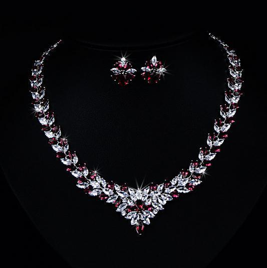 Zircon Flower Stud Necklace Set - Elegant and Stylish