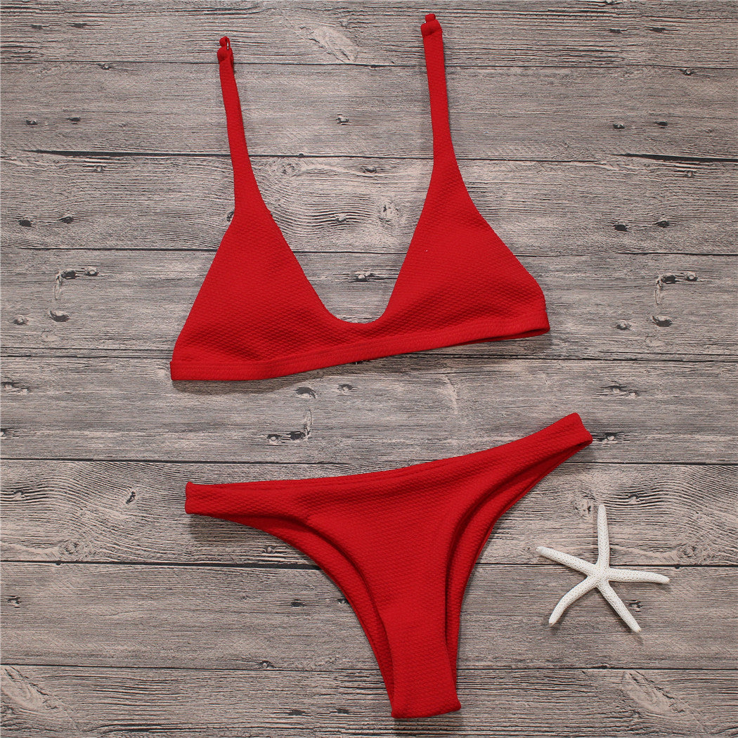 Sexiga Bikinis Dam Baddräkt Solid Baddräkt Bikini Set Badkläder Biquini Beachwear 