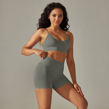 Sömlös Sport Rygglyft Hip Tight Byxor Yoga Kläder Set