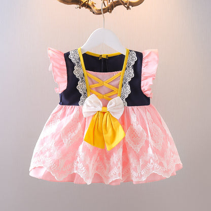 Robe de princesse d'été en coton à manches bulles pour filles, motif floral, pour petits enfants