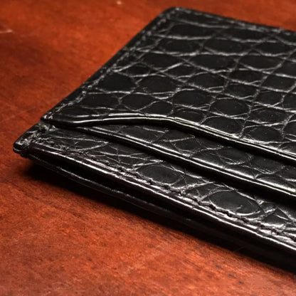 Portefeuille multi-cartes à la mode en cuir véritable motif crocodile pour hommes