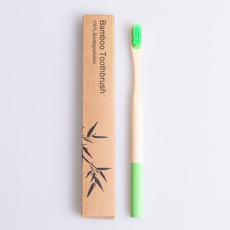 Round Bamboo Toothbrush with Natural Bamboo Handle