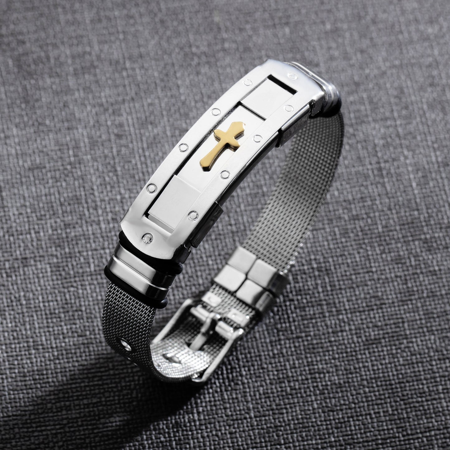 Stainless Steel Cross Bible Charm Bracelet Wristband For Men Adjustable Watch Bands Bracelet Christian Jewelry