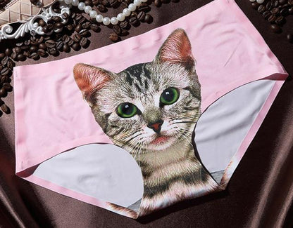 3D printing Women's Pussycat Panties Anti Emptied Cat Printing Underwear Women Panty Sexy Briefs Women Seamless Control Girls