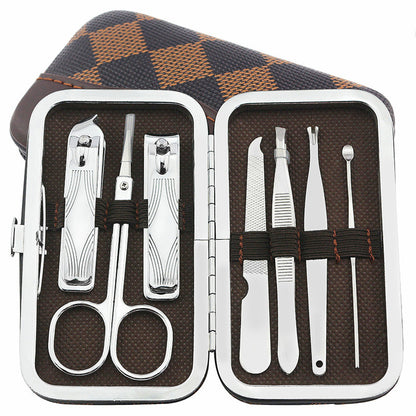 Checked pattern personal care 7-piece nail clippers