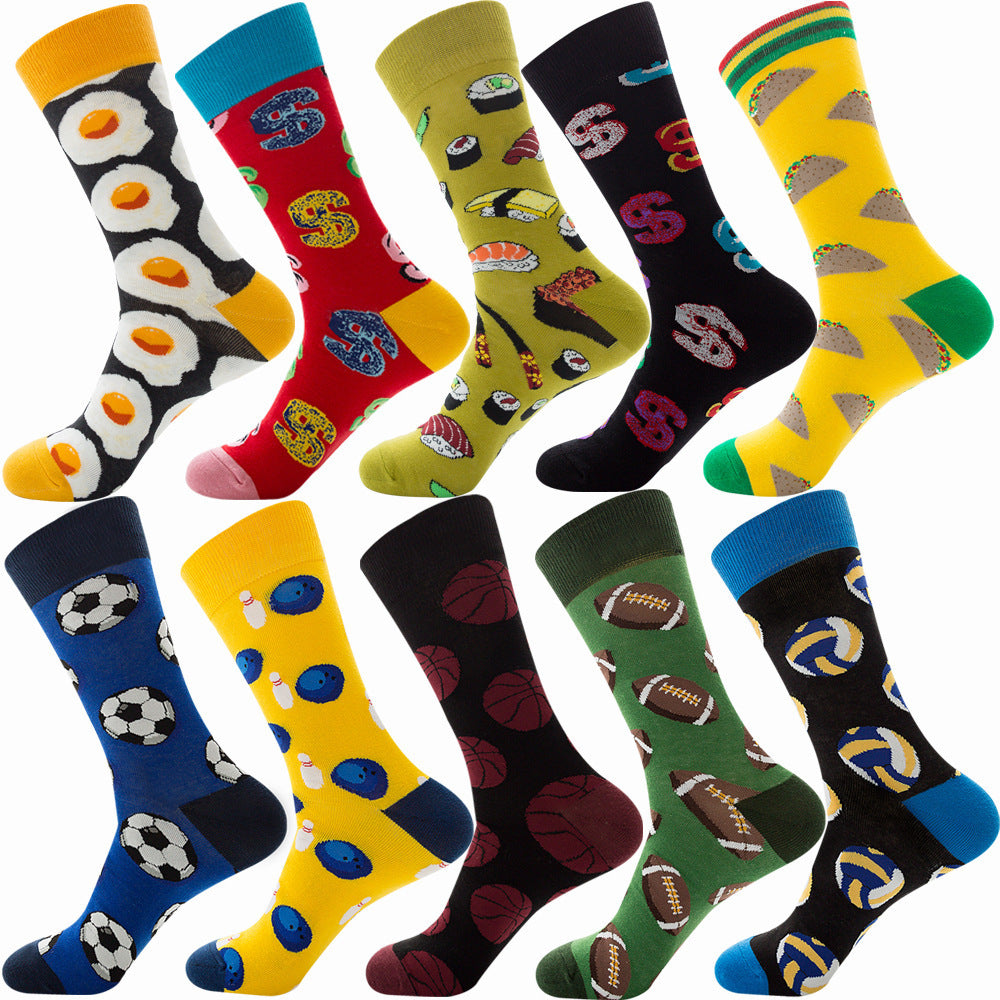 Diamond Shaped Animal Socks For Men, Fruit Cotton Socks