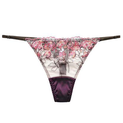 Luxurious Silk Low Waist Sheer Lace Panties - Breathable & Elegant