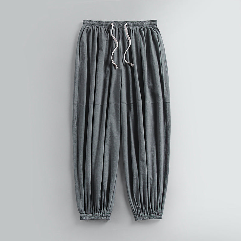 Ankle Banded Slacks Thin Breathable Cotton And Linen