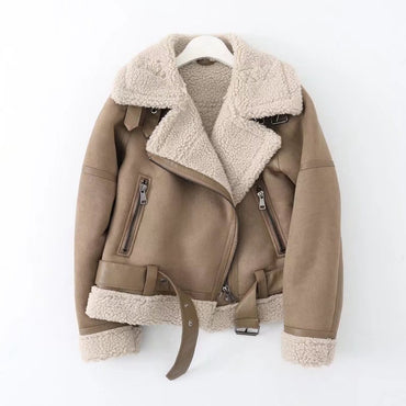 Polaire automne et hiver veste de fourrure en daim moto