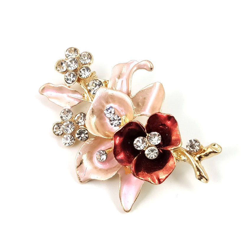 Broche de Corsage de fleur de diamant faite à la main, broche goutte à goutte d'huile, broche de collier