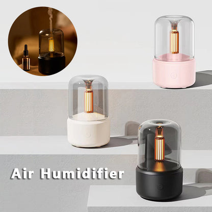 Atmosfärsljusluftfuktare med levande ljus, aromdiffusor, bärbar 120 ml elektrisk USB-luftfuktare, sval dimmaskin, dimmaskin, 8-12 timmar med LED-nattljus