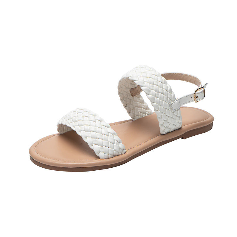 Women Shoes Summer Weave Sandals Flat Beach Shoes