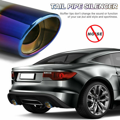 Car Exhaust Pipe Tip Rear Tail Throat Muffler Stainless Steel Round Accessories