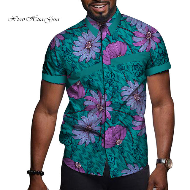 African Men Clothing Printed Short Sleeve Top T Shirt