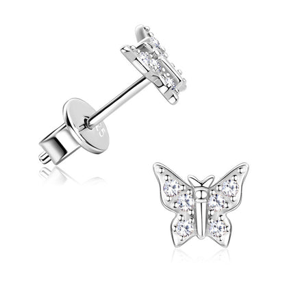 Korean Butterfly Moussan Diamond Ear Team S925 Zeng Silver Jewelry