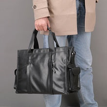 Porte-documents en cuir véritable de grande capacité pour hommes, sac de rangement horizontal en cuir de vache à première couche pour ordinateur