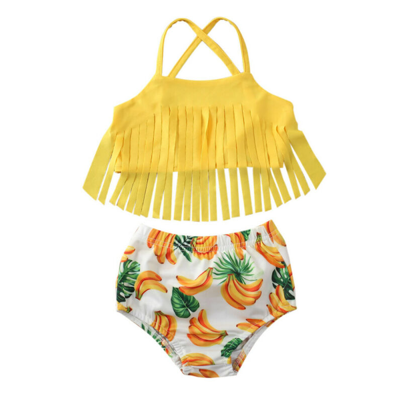 Maillot de bain à pompons imprimé banane