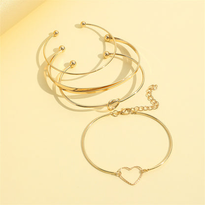 Vintage Guld Kristall Hjärta Bokstav Kärlek Armband För Kvinnor Mode Flerskiktade Geometriska Charm Armband Smycken Presenter