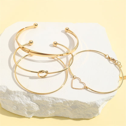 Vintage Guld Kristall Hjärta Bokstav Kärlek Armband För Kvinnor Mode Flerskiktade Geometriska Charm Armband Smycken Presenter