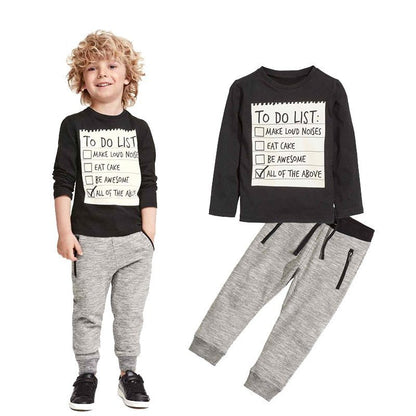 Barn Pojkar Kläder Set Baby Pojke Casual Kläder Vår Höst Bomull Långärmad T-shirt Byxor 2st Kostym För 3-7 År