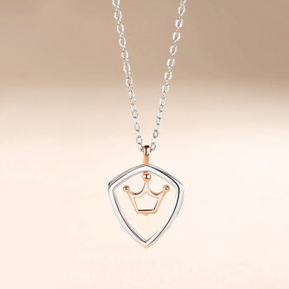 Simple Hollow Shield Crown Pendant For Men And Women A Pair Of Necklaces