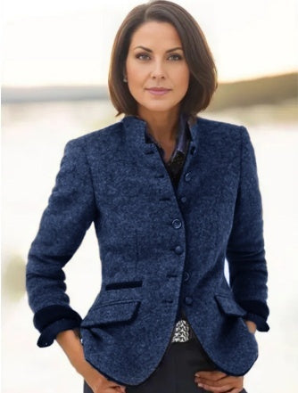 Multi-button Color Matching Women's Woolen Jacket