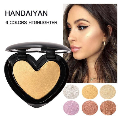 Guld Highlighter Palett Kosmetisk Iluminador Face Contour Glow Makeup Brons Powder Roze Shimmer High Lighter Heart 