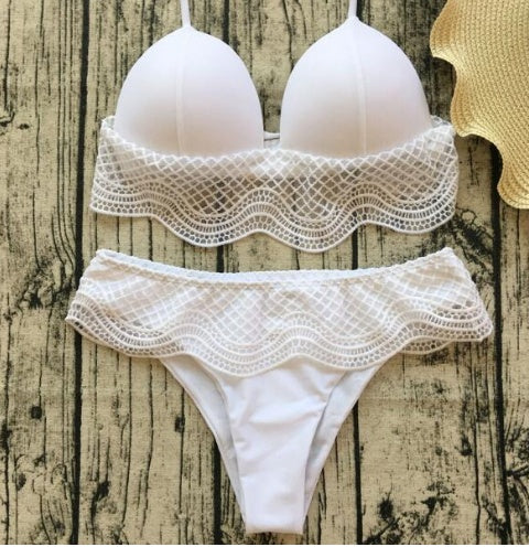 Nya badkläder enfärgade stickade sömmar AliExpress ny BIKINI baddräkt bikini baddräkt