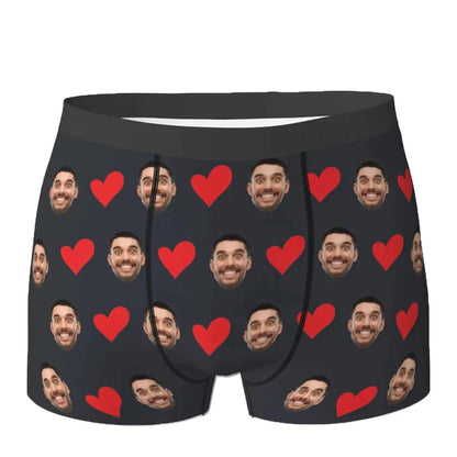 Sous-vêtements personnalisés avec Photo de visage, Boxer personnalisé en forme de cœur, slip personnalisé pour hommes, cadeau pour mari, cadeau d'anniversaire pour papa