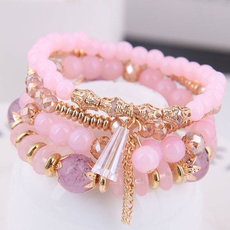 Bohemiskt flerskiktat flerfärgat akrylpärlarmband nya etniska strängararmband armband för kvinnor present pulseras mujer