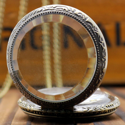 Transparent glass face colorful Roman face Pocket Watch