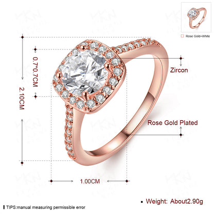 Rose Gold Ring Kvinnor Europeiskt och Amerikanskt mode zirkon och diamantsmycken