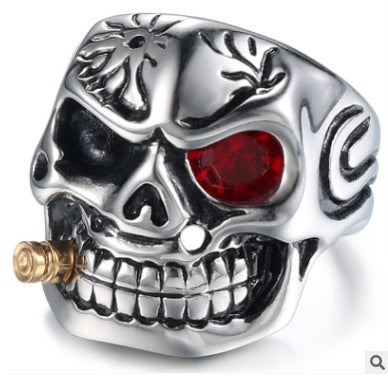 Bague en acier tête de mort, bijoux Punk personnalisés pour hommes 