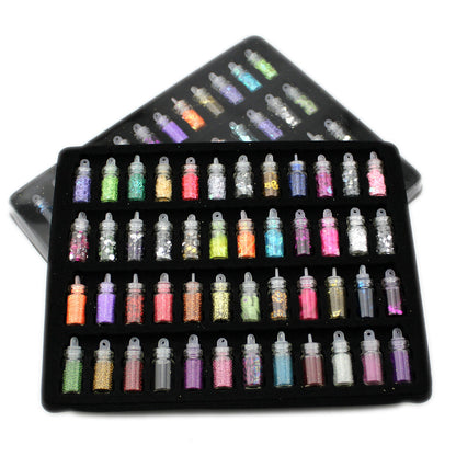 48 In One Nail Smyckesset Nagelpaljetter Powder DIY Handgjorda leksaksmaterial 11x22mm