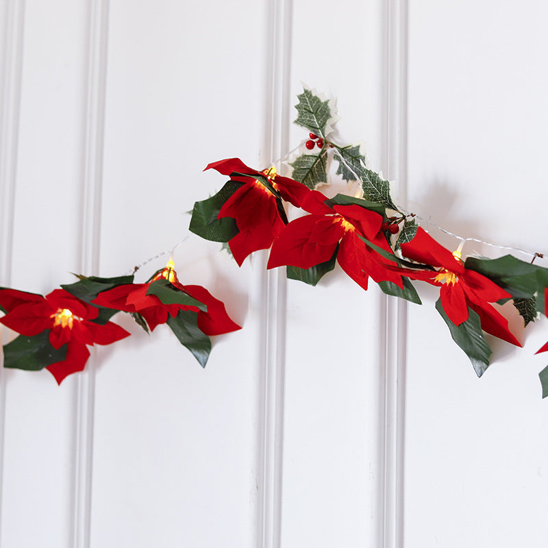 Led första klass julbelysning med röda blommor och röda frukter för heminredning