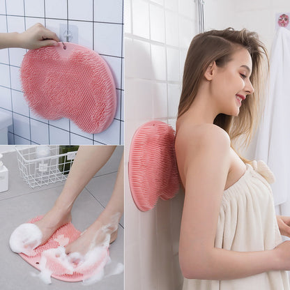 Brosse de bain de Massage, tapis de bain antidérapant, brosse de Massage du dos, ventouse en Silicone, tampon de frottement des pieds, outil de bain de nettoyage du corps