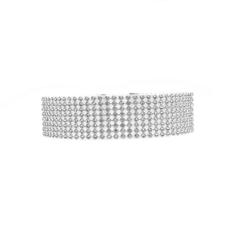 Mode Kvinnor Full Crystal strass tour de cou halsband Bröllop smycken tour de cou halsband pour kvinnor