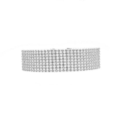 Mode Kvinnor Full Crystal strass tour de cou halsband Bröllop smycken tour de cou halsband pour kvinnor