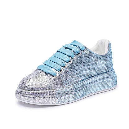 Shoes Women Sports White Shine with Rhinestone Shoes