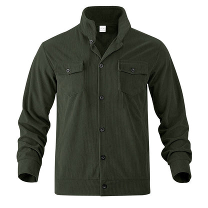 Simple Versatile Multi-pocket Long Sleeve Stand-up Collar Jacket Men's Clothing