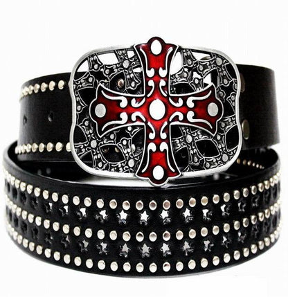 Men's Belt New Black 8 Graffiti Riveted Pant Strap