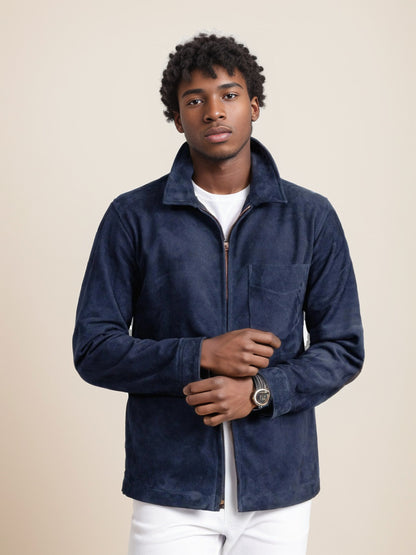 Simple Men's Suede Fabric Jacket Solid Color Fashion City