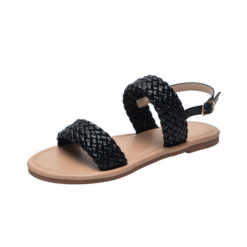 Women Shoes Summer Weave Sandals Flat Beach Shoes