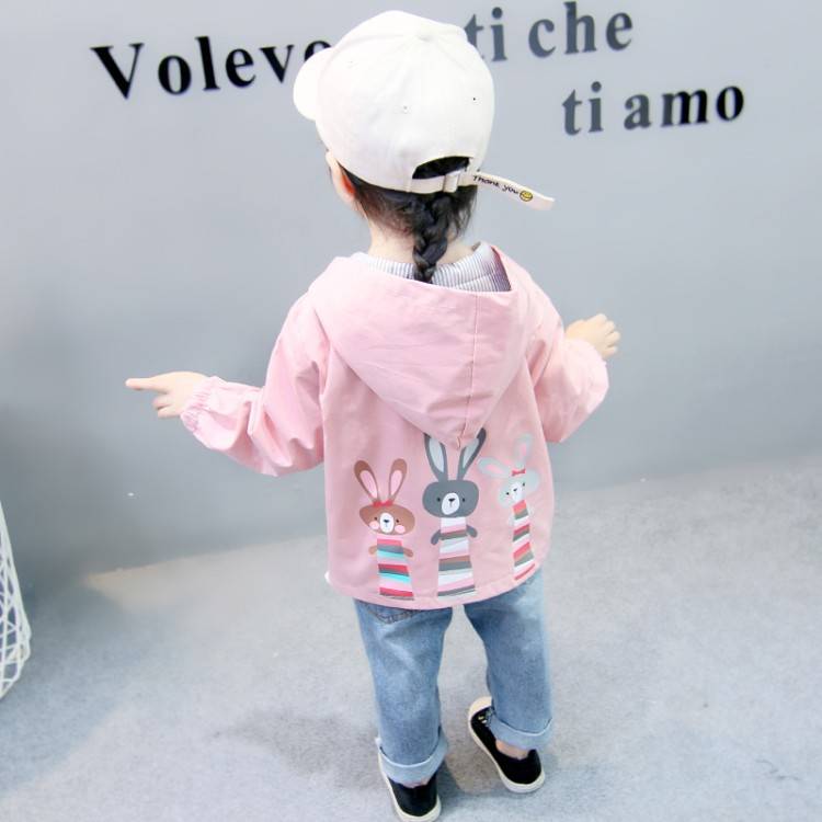 Children's clothing 3-9 years old girls jacket children spring and autumn cute baby jacket Cartoon printed rabbit windbreaker